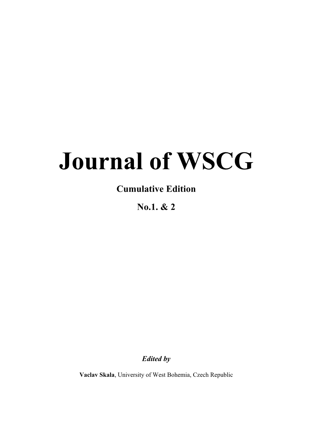 Journal of WSCG