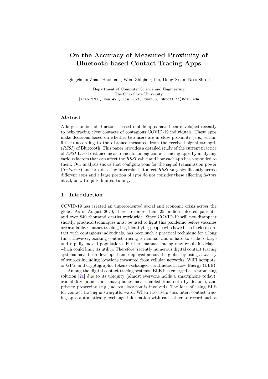 On the Accuracy of Measured Proximity of Bluetooth-Based Contact Tracing Apps