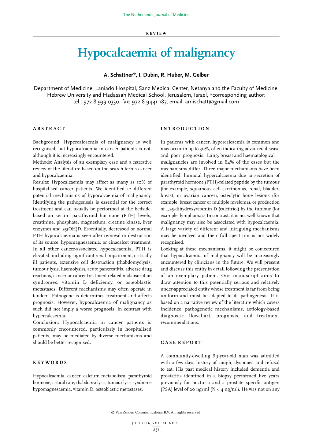 Hypocalcaemia of Malignancy