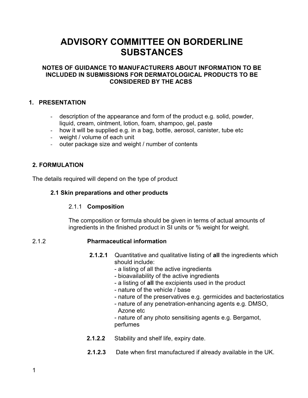 Advisory Committee on Borderline Substances