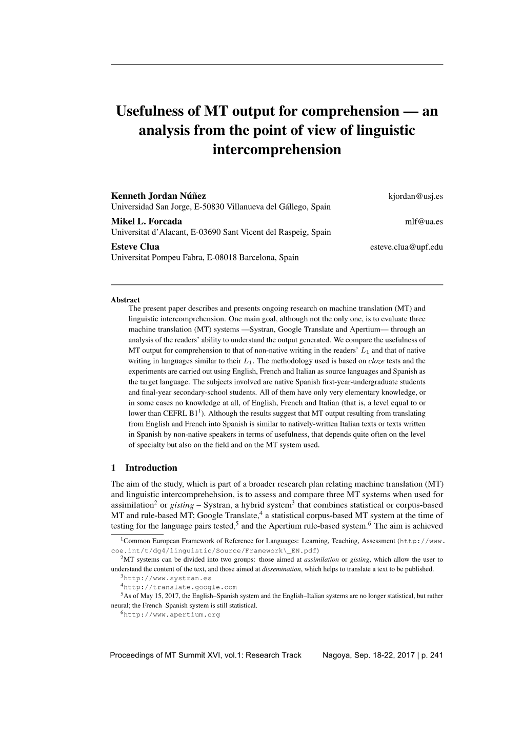 An Analysis from the Point of View of Linguistic Intercomprehension