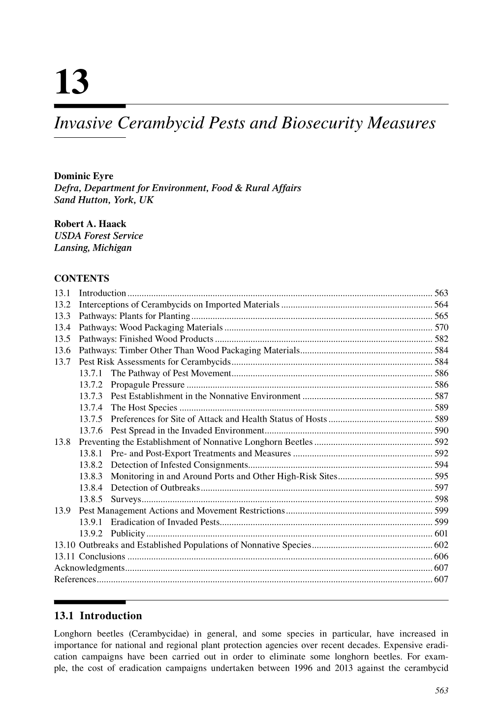 Invasive Cerambycid Pests and Biosecurity Measures. Chapter