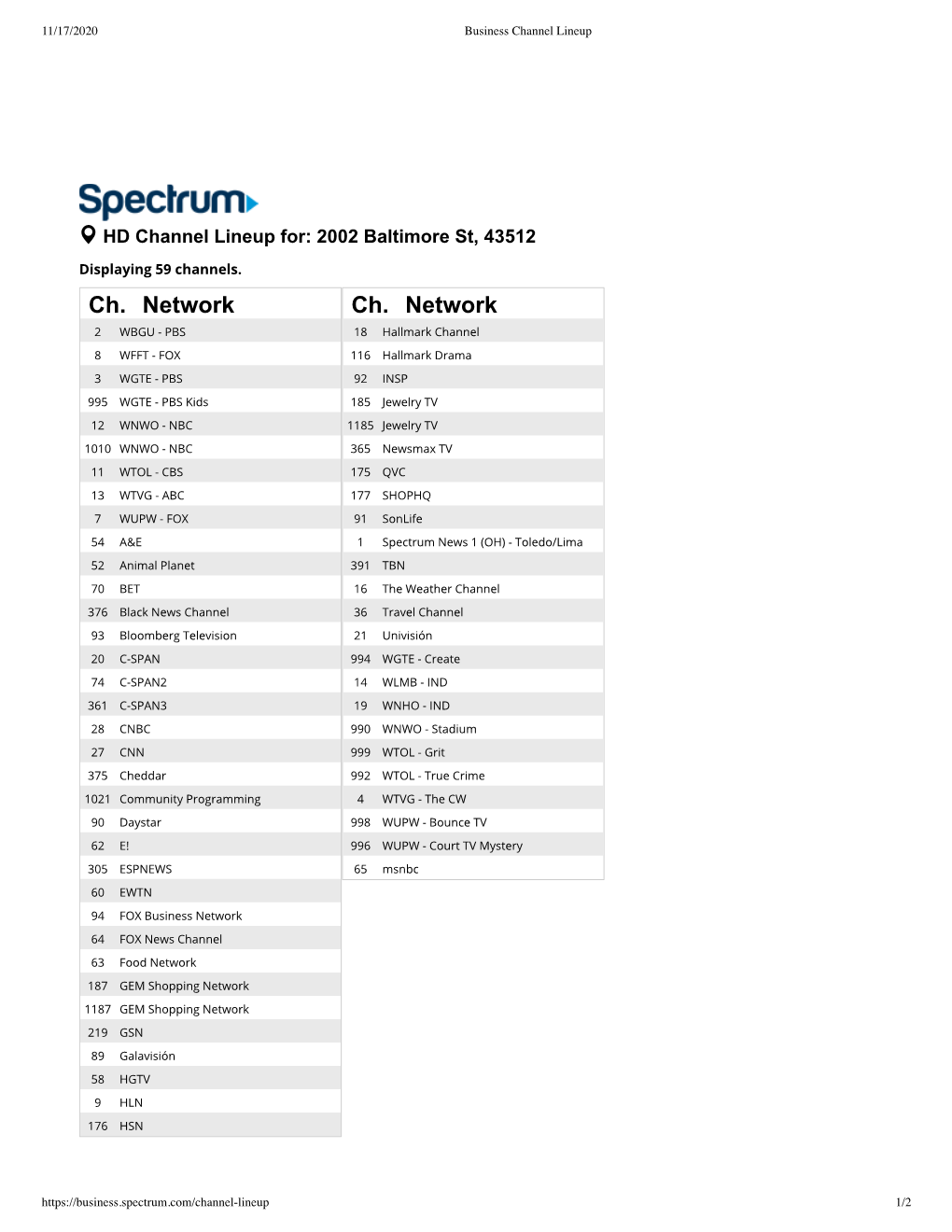 Ch. Network Ch. Network