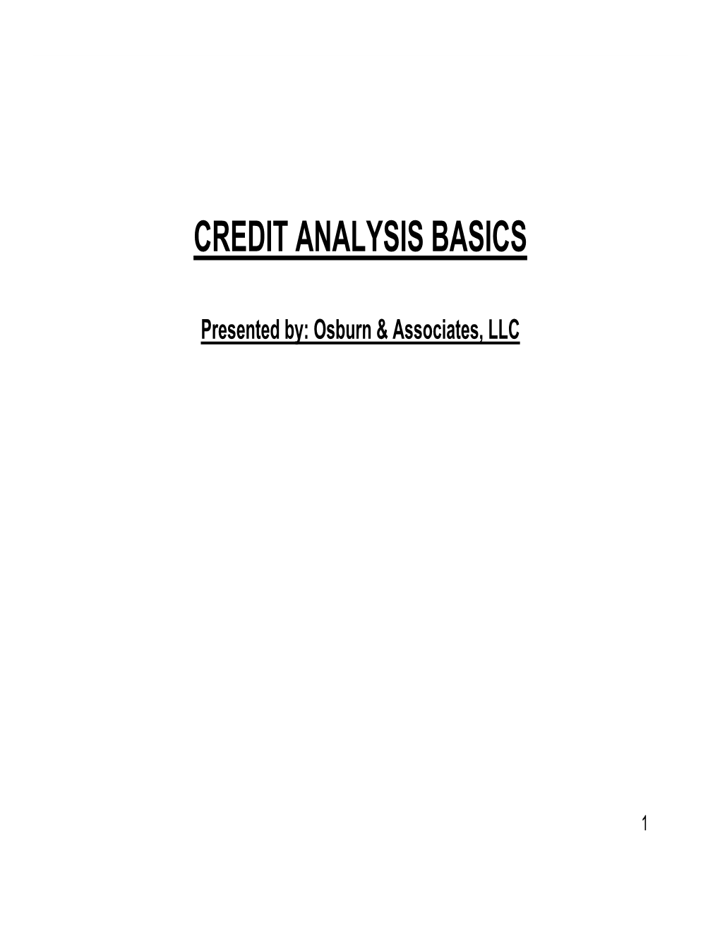 Credit Analysis Basics