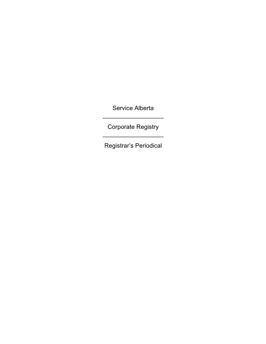 Service Alberta Corporate Registry Registrar's Periodical