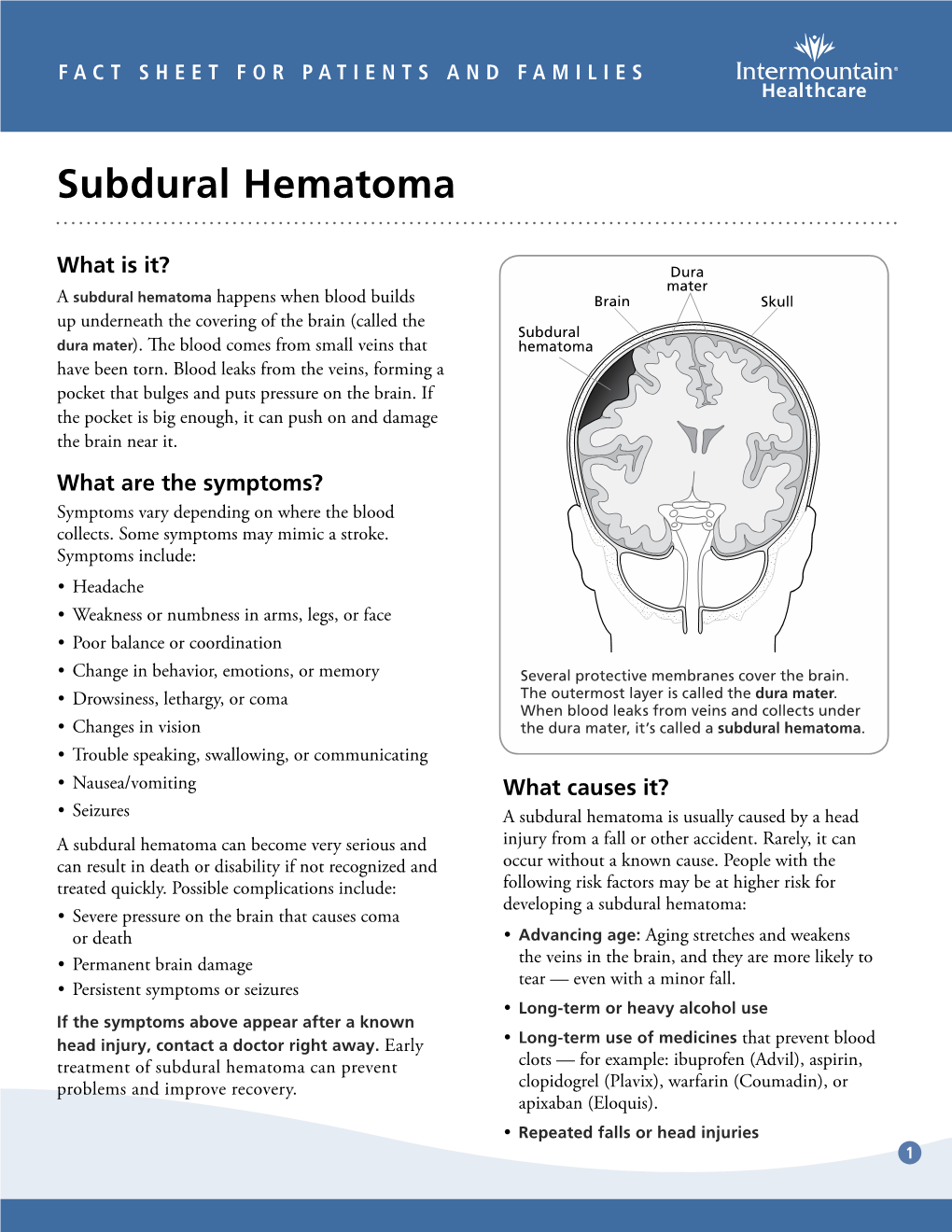Subdural Hematoma Fact Sheet