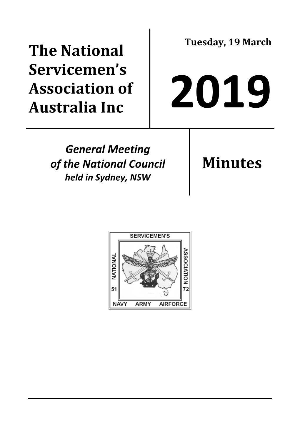 The National Servicemen's Association of Australia Inc Minutes