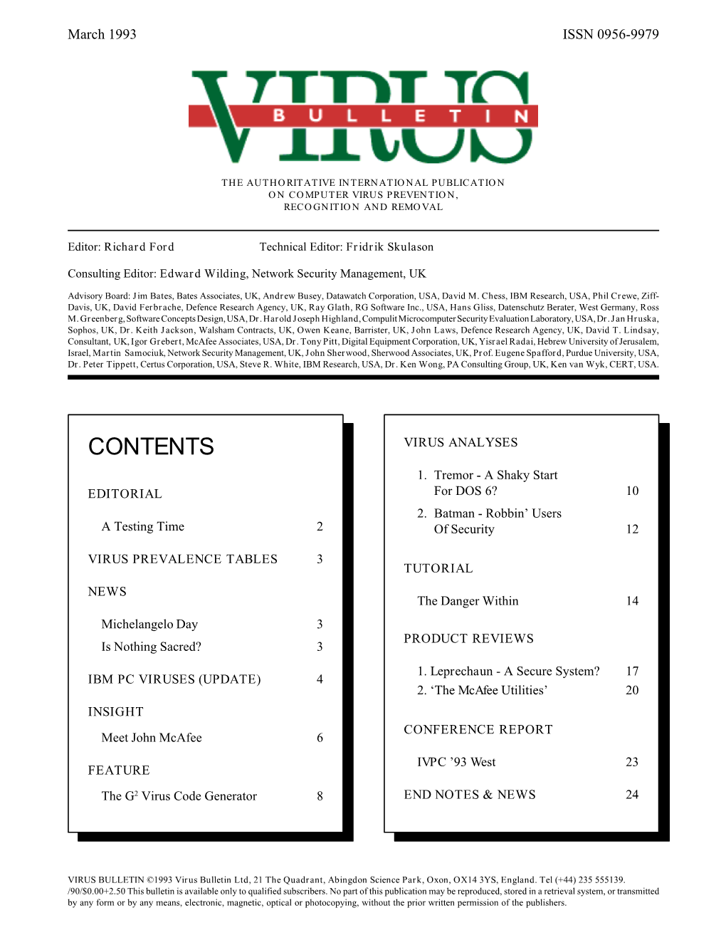 Virus Bulletin, March 1993