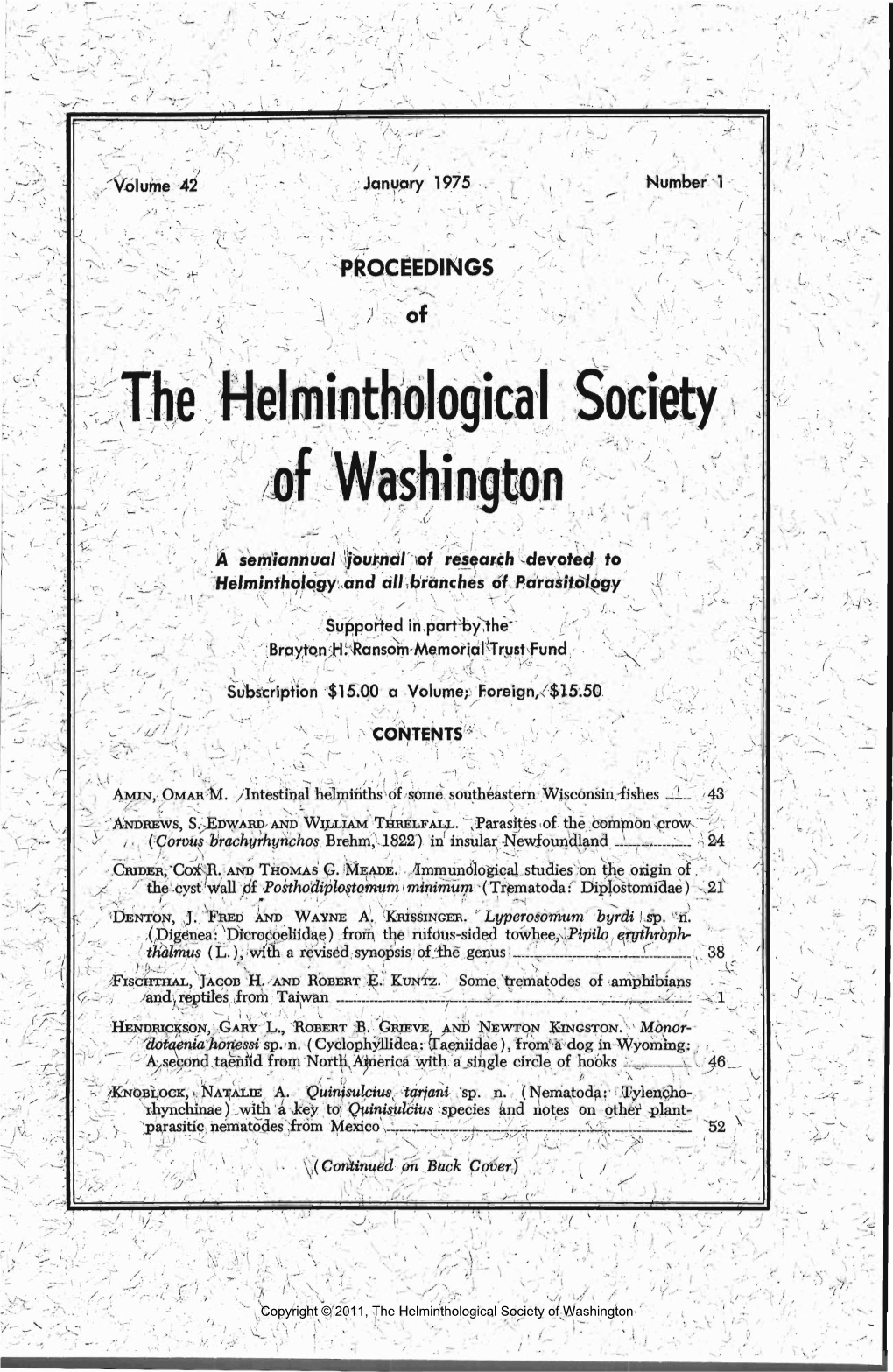 The Helmiflthological Society 4 0F Washington 1