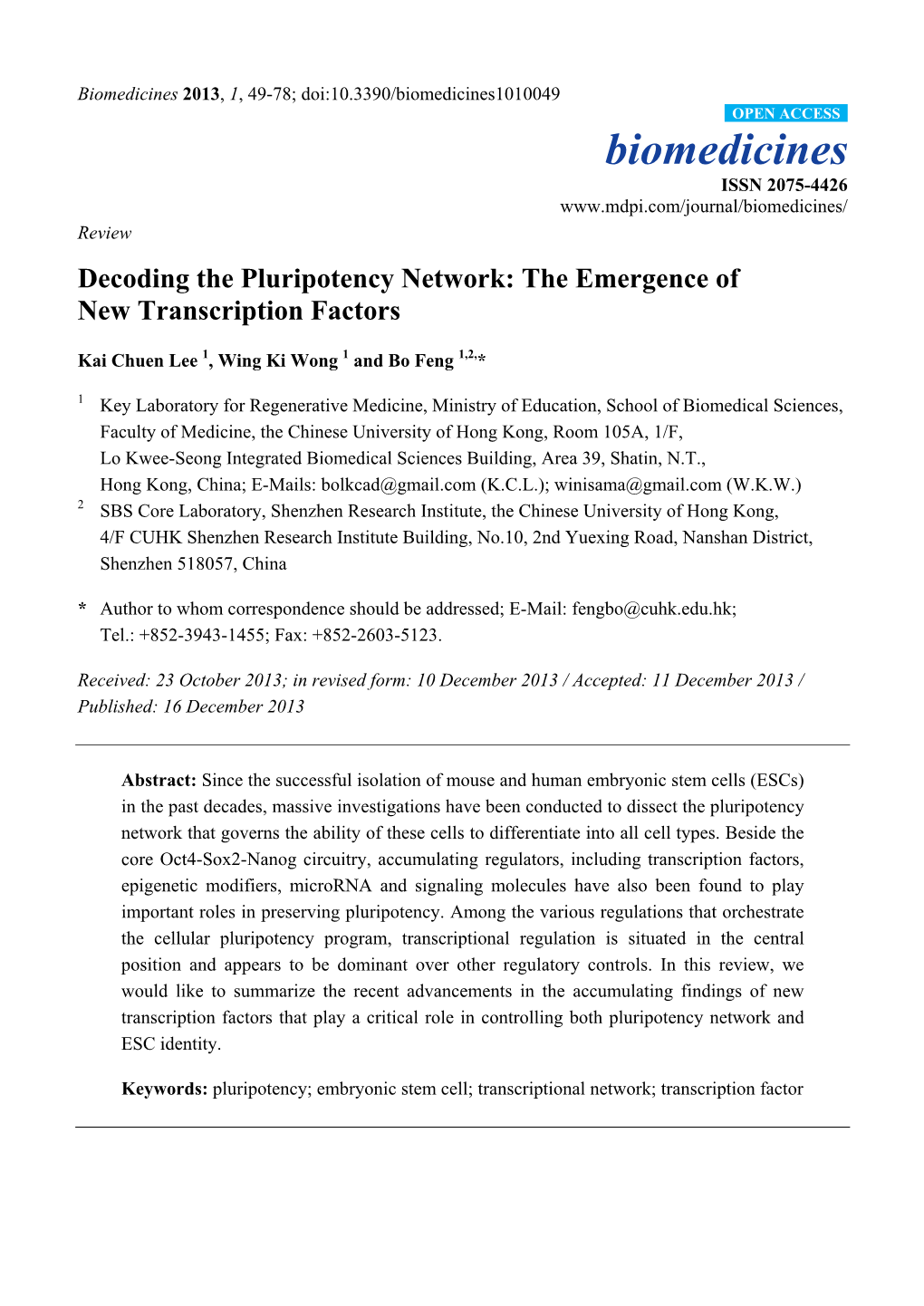 Decoding the Pluripotency Network: the Emergence of New Transcription Factors