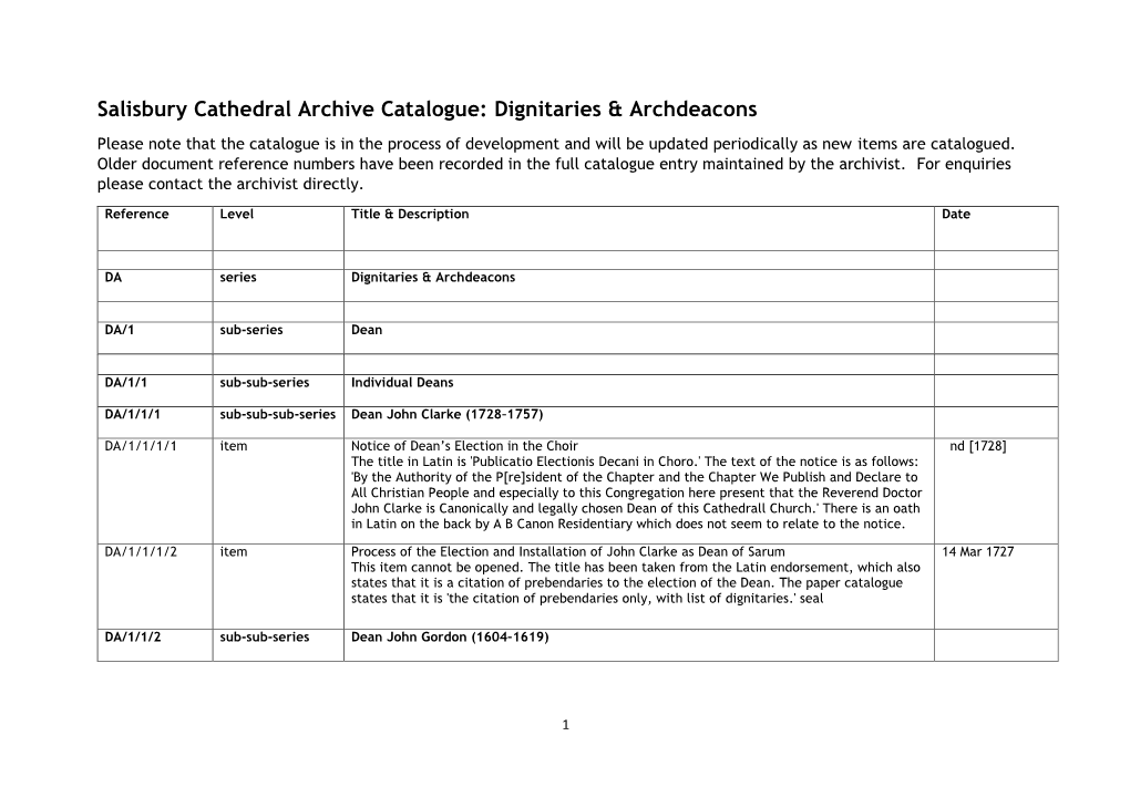 Dignitaries & Archdeacons