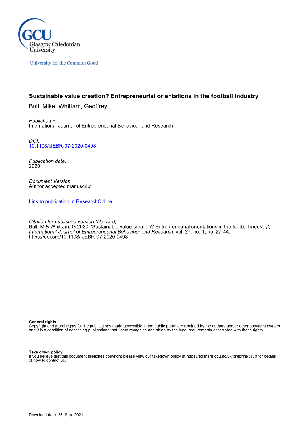 (2020) Sustainable Value Creation Entrepreneurial Orientations in The