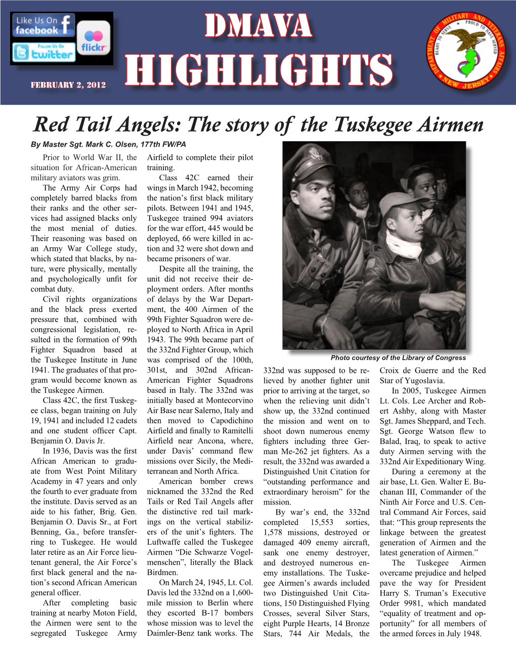 HIGHLIGHTS Red Tail Angels: the Story of the Tuskegee Airmen by Master Sgt