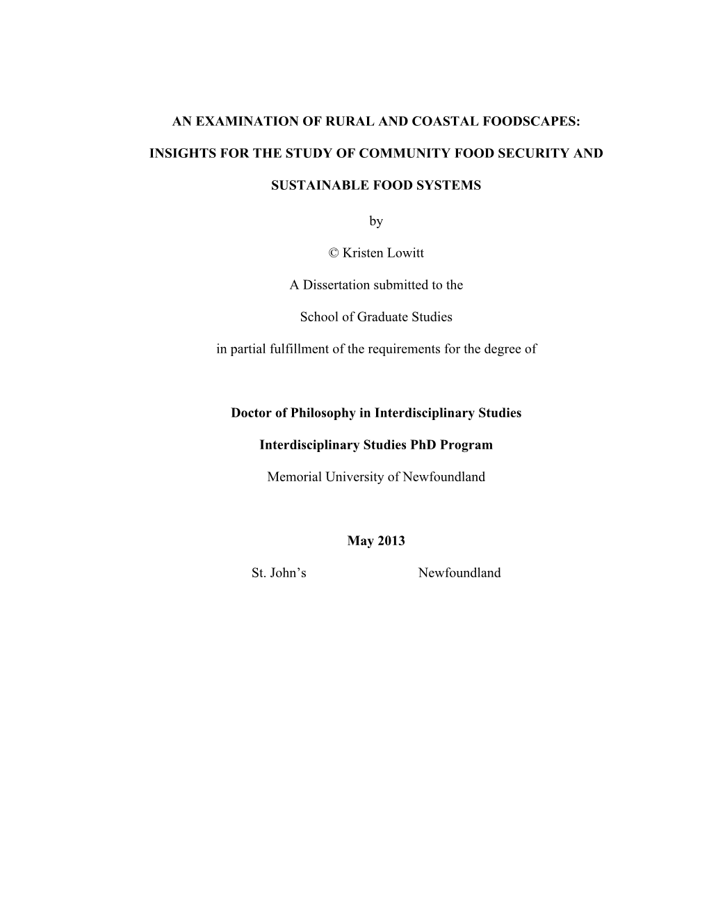 An Examination of Rural and Coastal Foodscapes: Insights for the Study of Community Food Security