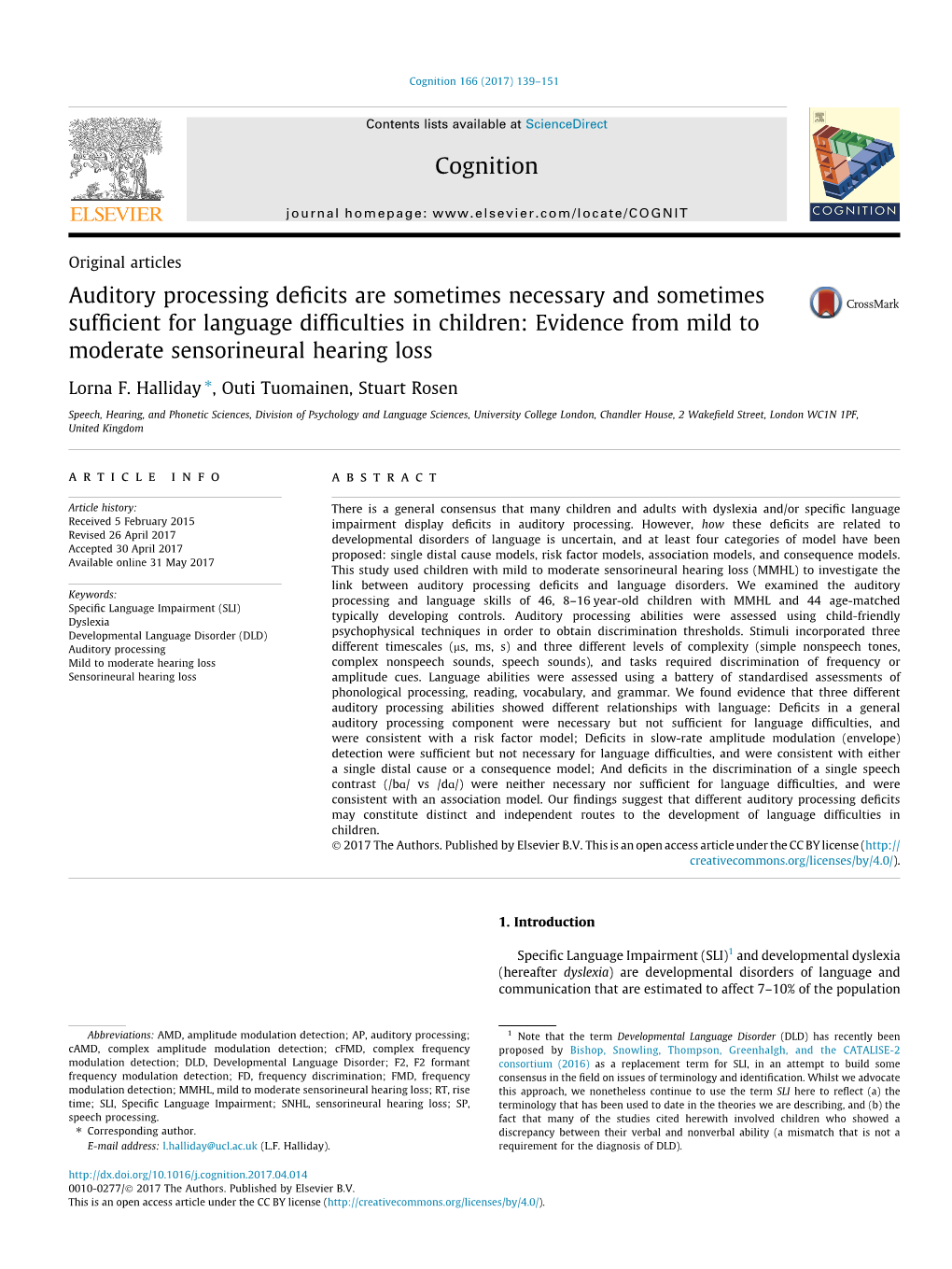 Evidence from Mild to Moderate Sensorineural Hearing Loss ⇑ Lorna F