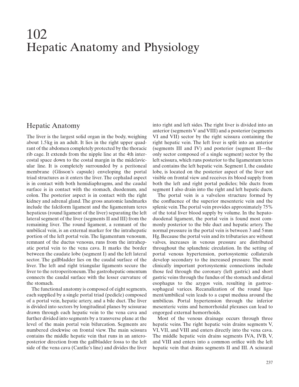 Hepatic Anatomy and Physiology