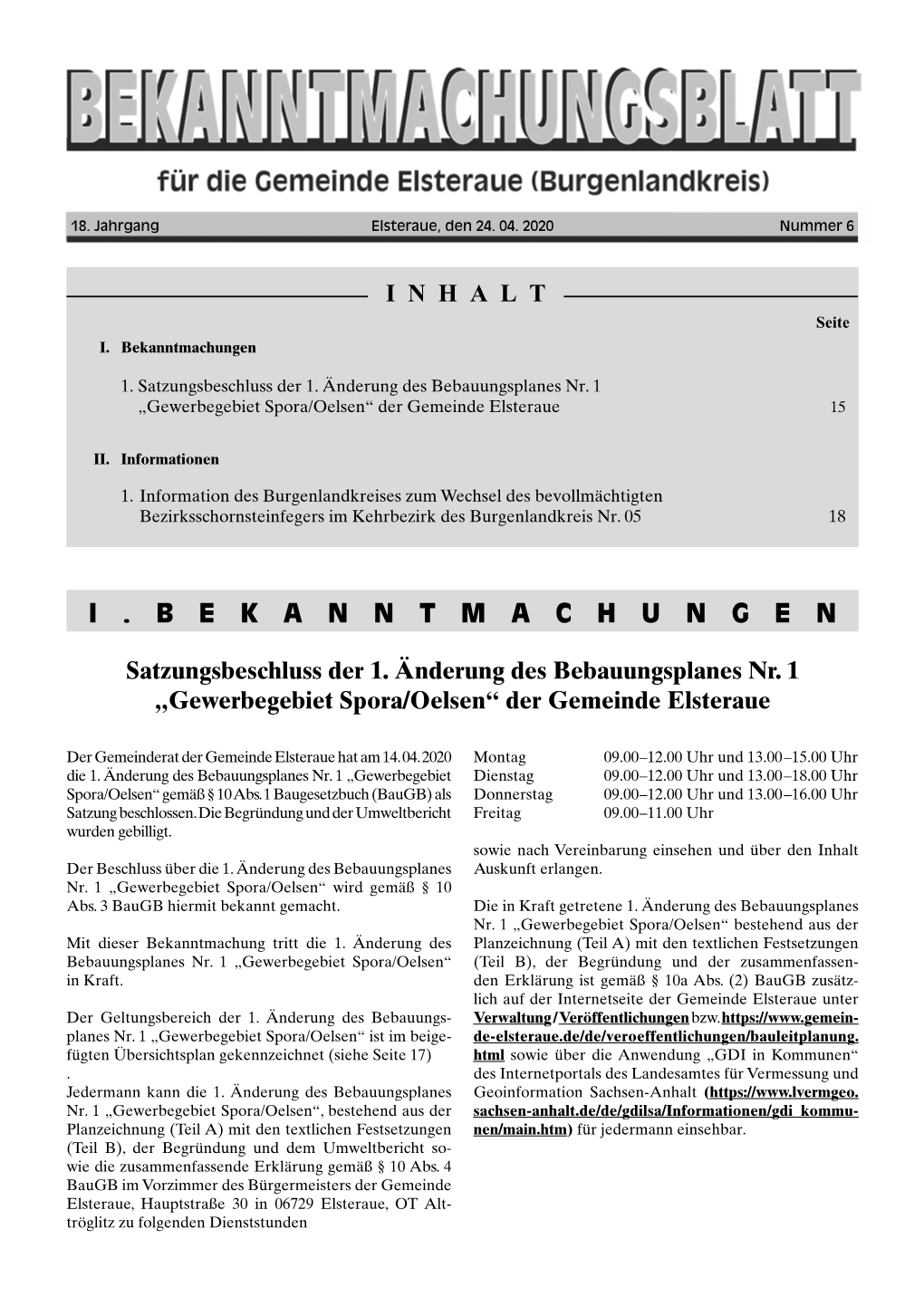 Bekanntmachungsblatt Der Gemeinde Elsteraue Seite 15