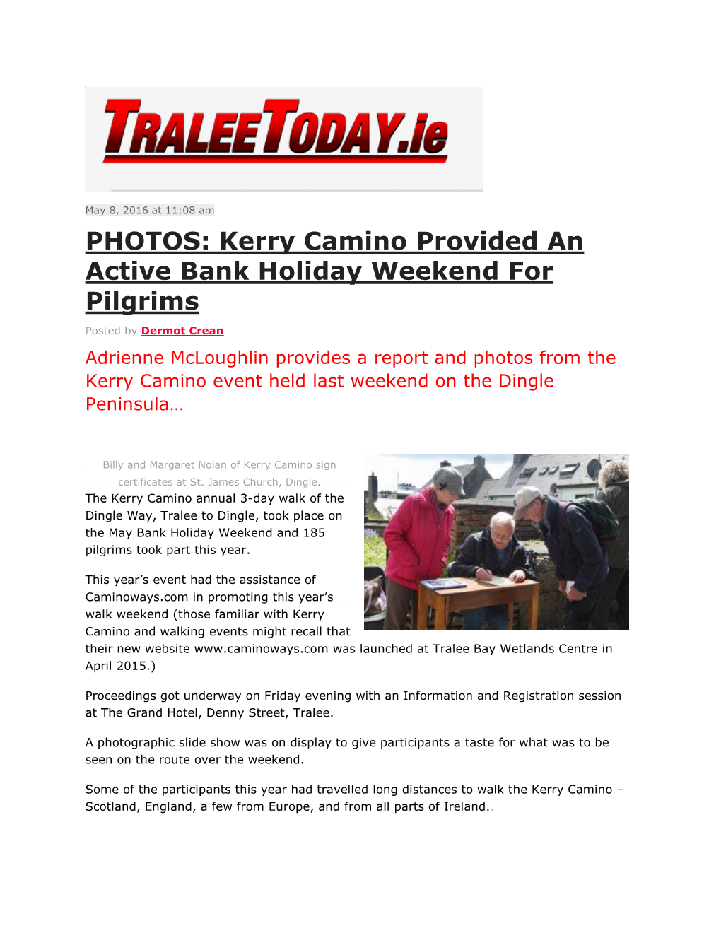 Kerry Camino Provided an Active Bank Holiday Weekend for Pilgrims