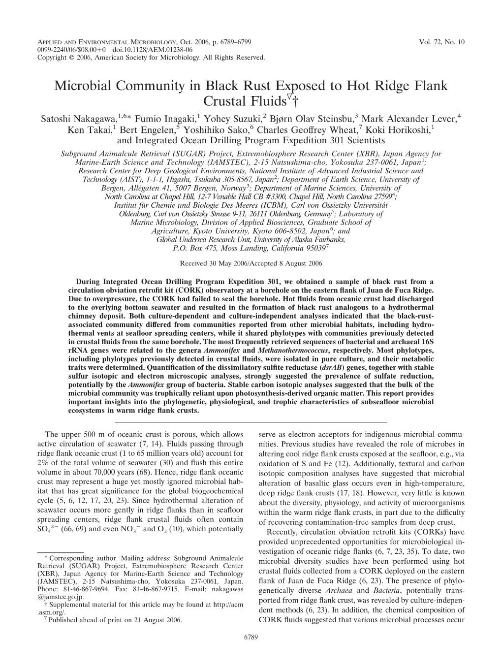 Microbial Community in Black Rust Exposed to Hot Ridge Flank Crustal