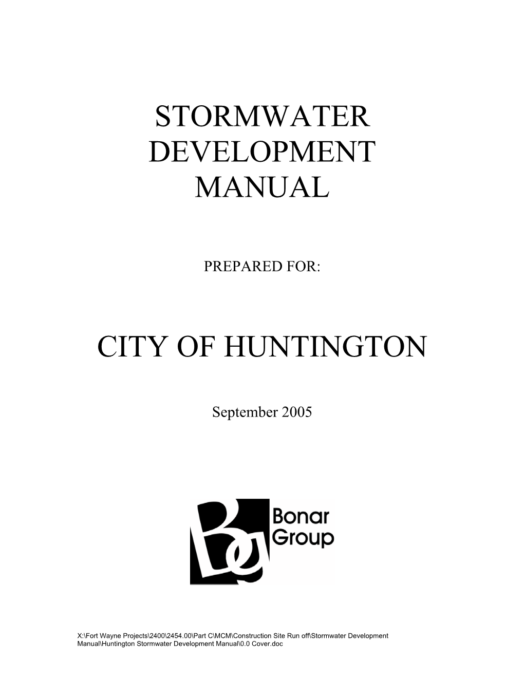 Stormwater Development Manual City of Huntington