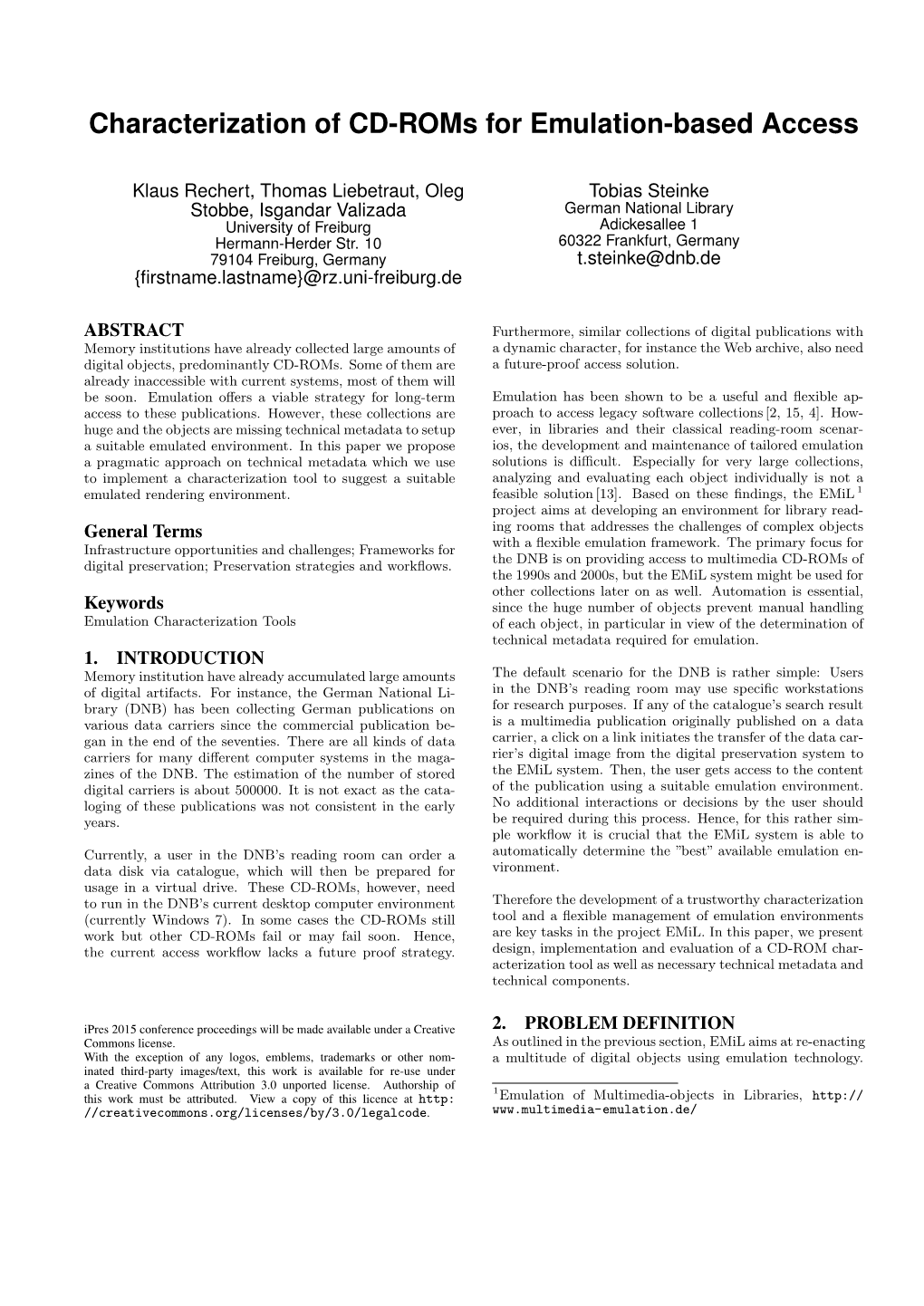 Characterization of CD-Roms for Emulation-Based Access