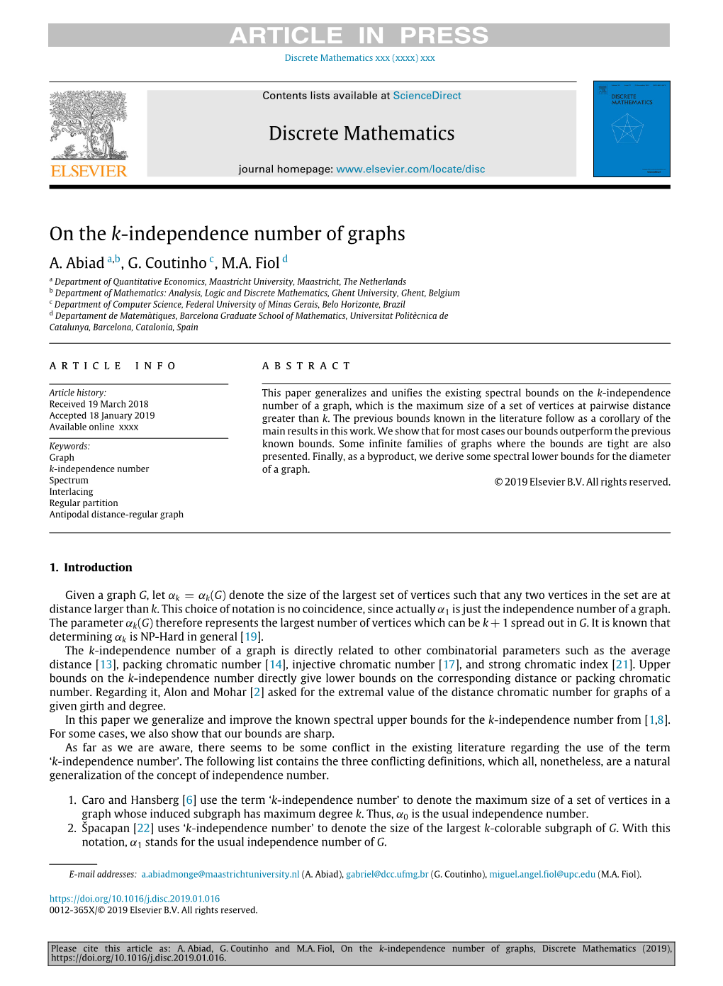 Independence Number of Graphs A