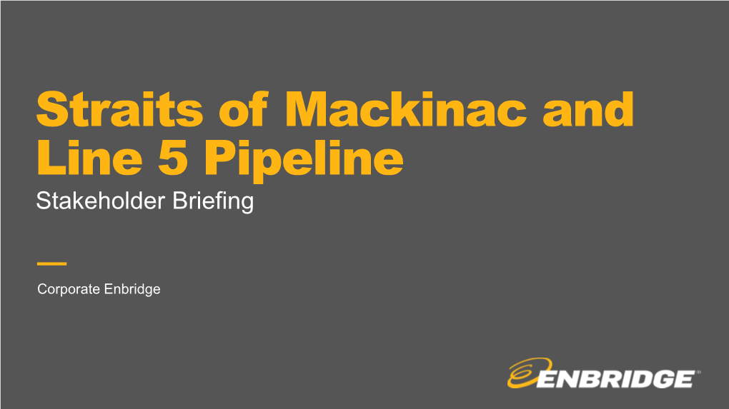 Straits of Mackinac and Line 5 Pipeline Stakeholder Briefing
