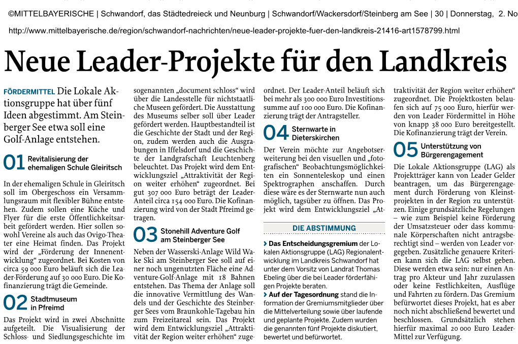 Neue Leader-Projekte Für Den Landkreis