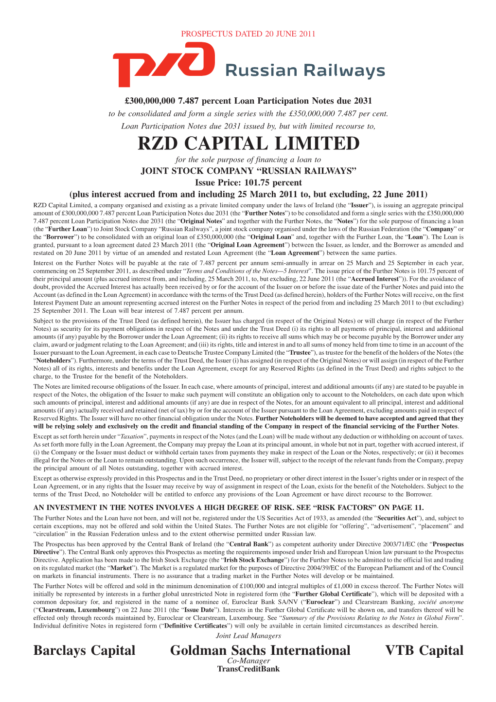 Rzd Capital Limited