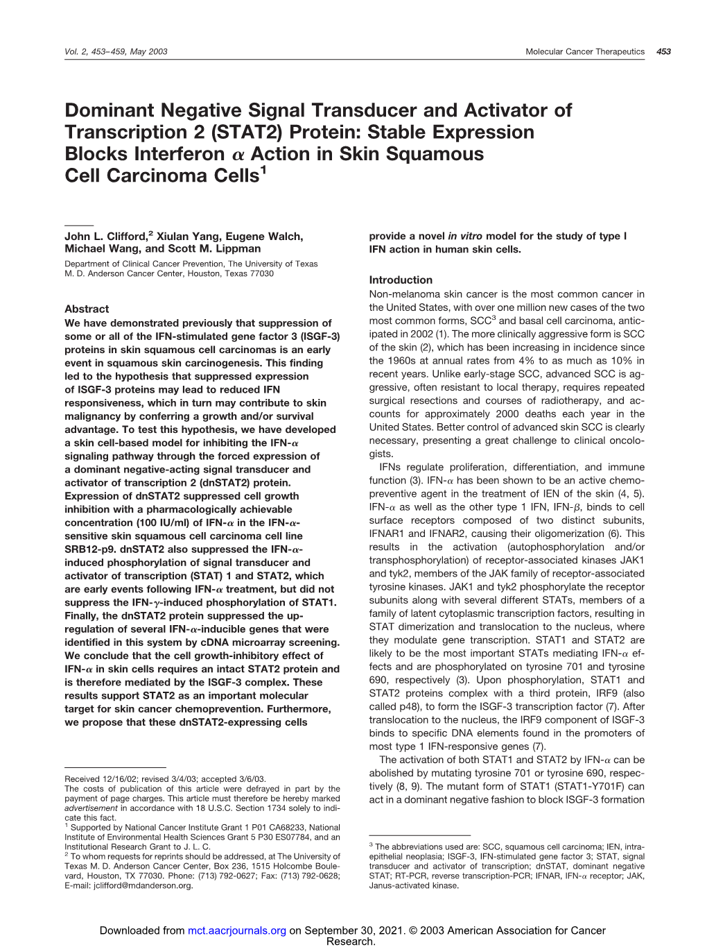 (STAT2) Protein: Stable Expression Blocks Interferon Action