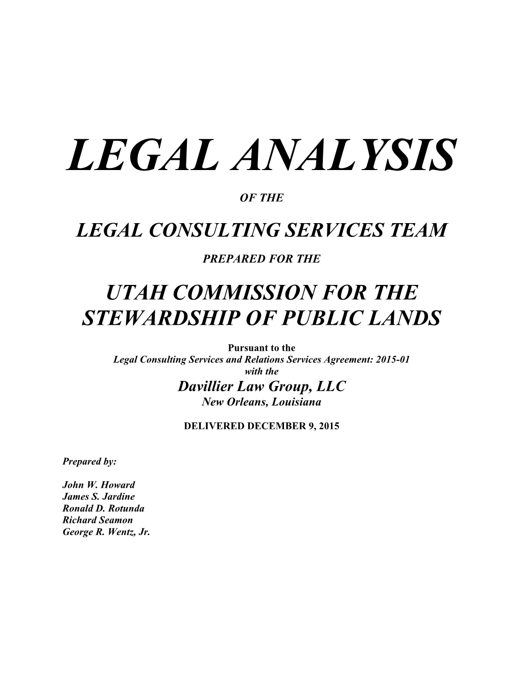Legal Analysis: Public Lands