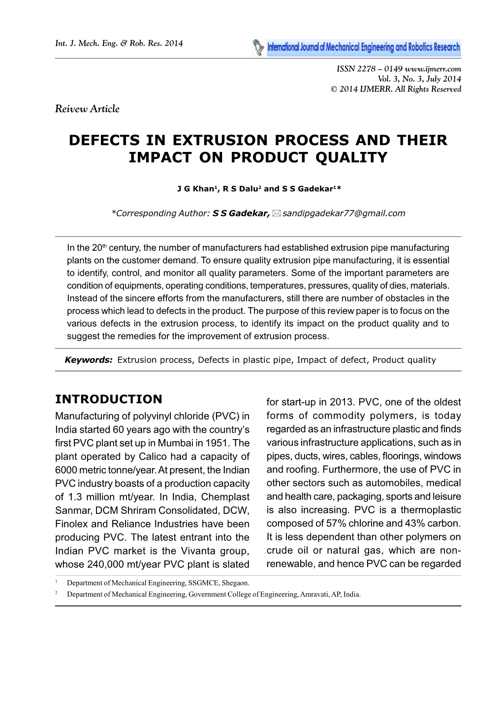 Defects in Extrusion Process and Their Impact on Product Quality