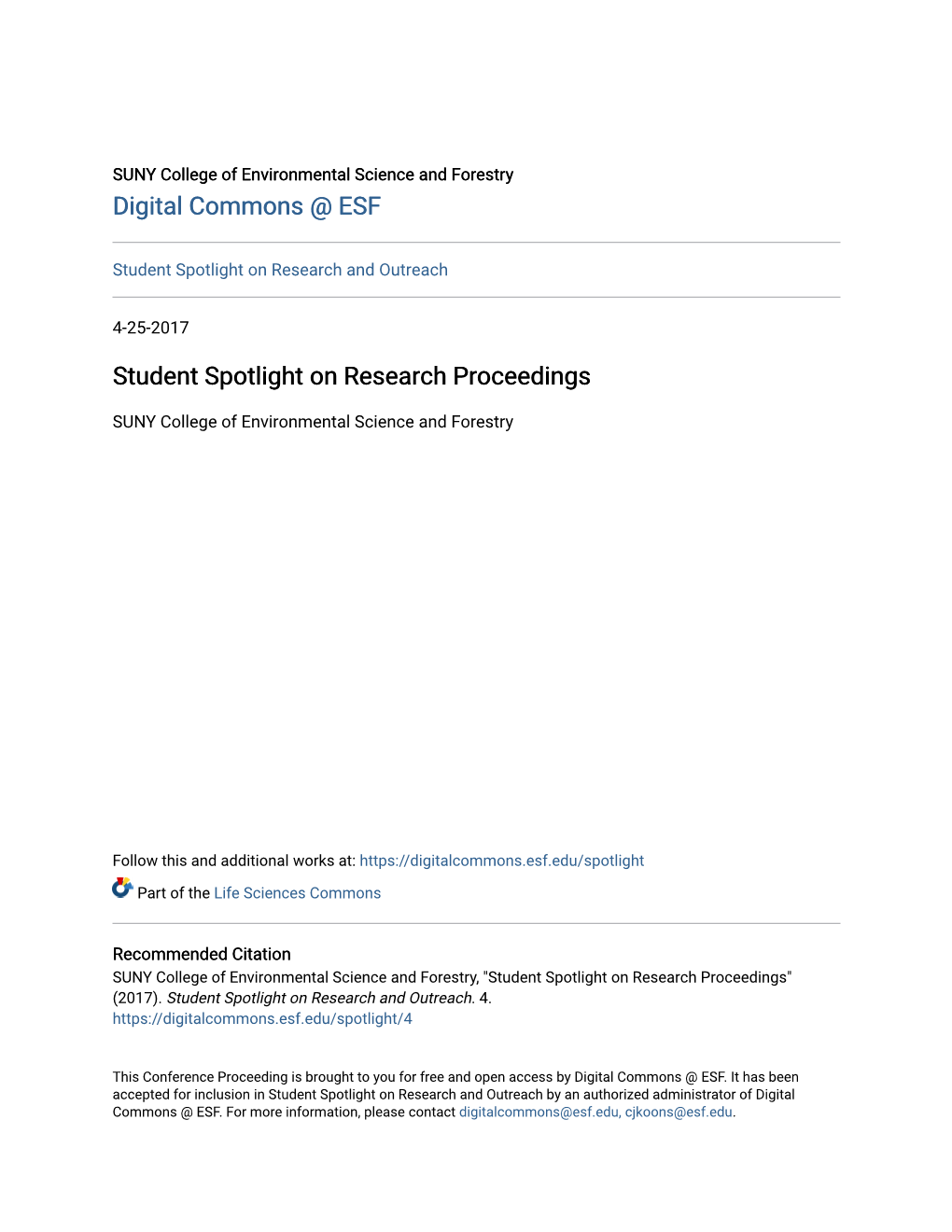 Student Spotlight on Research Proceedings