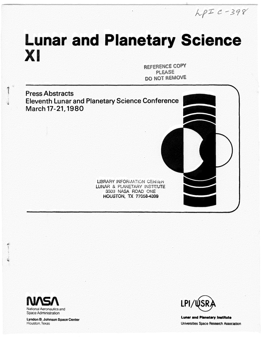 Eleventh Lunar and Planetary Science Conference, March 17-21, 1980