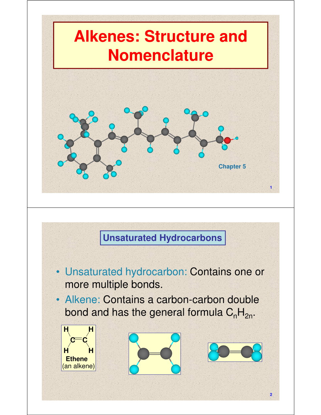 Alkenes: Structure and Nomenclature