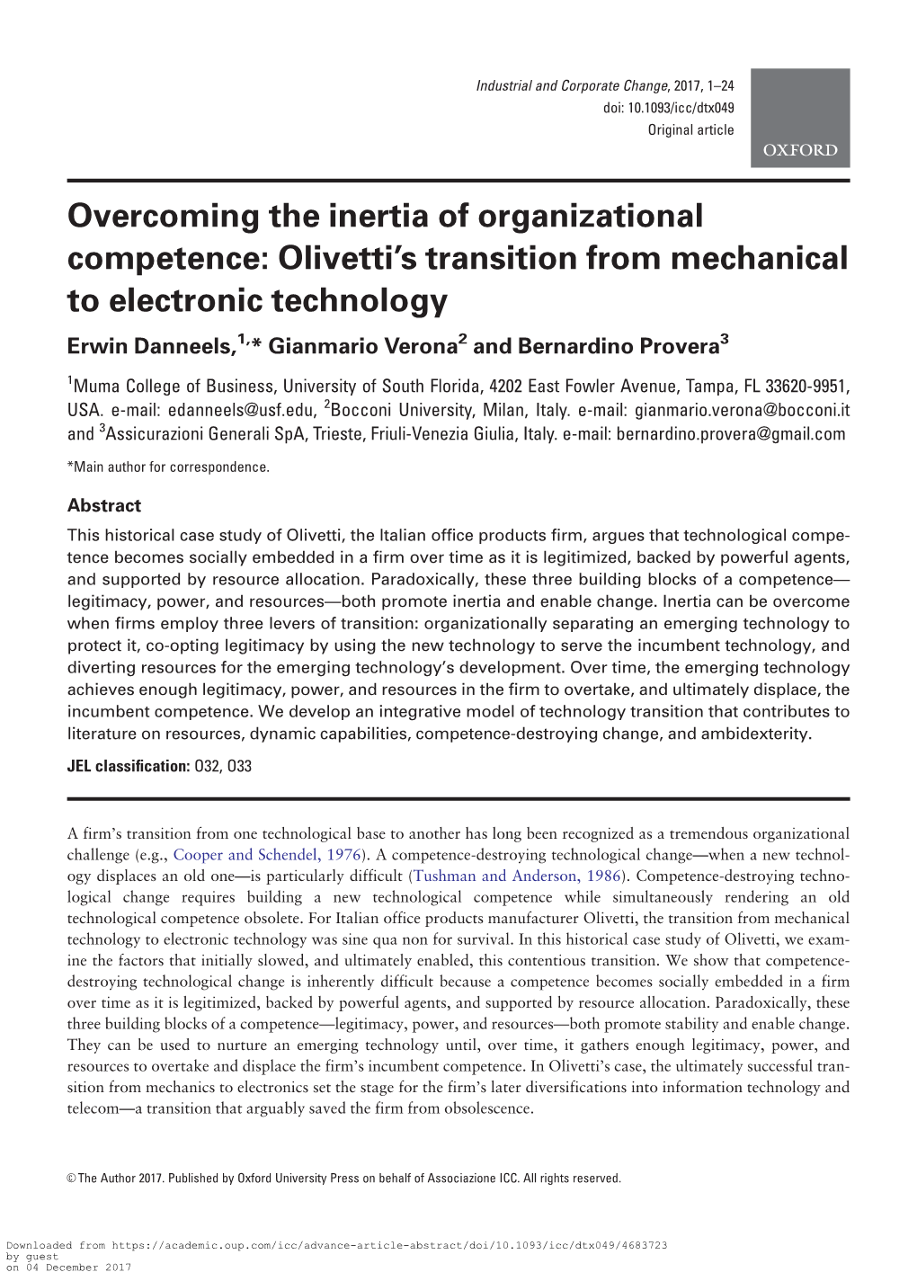 Overcoming the Inertia of Organizational Competence