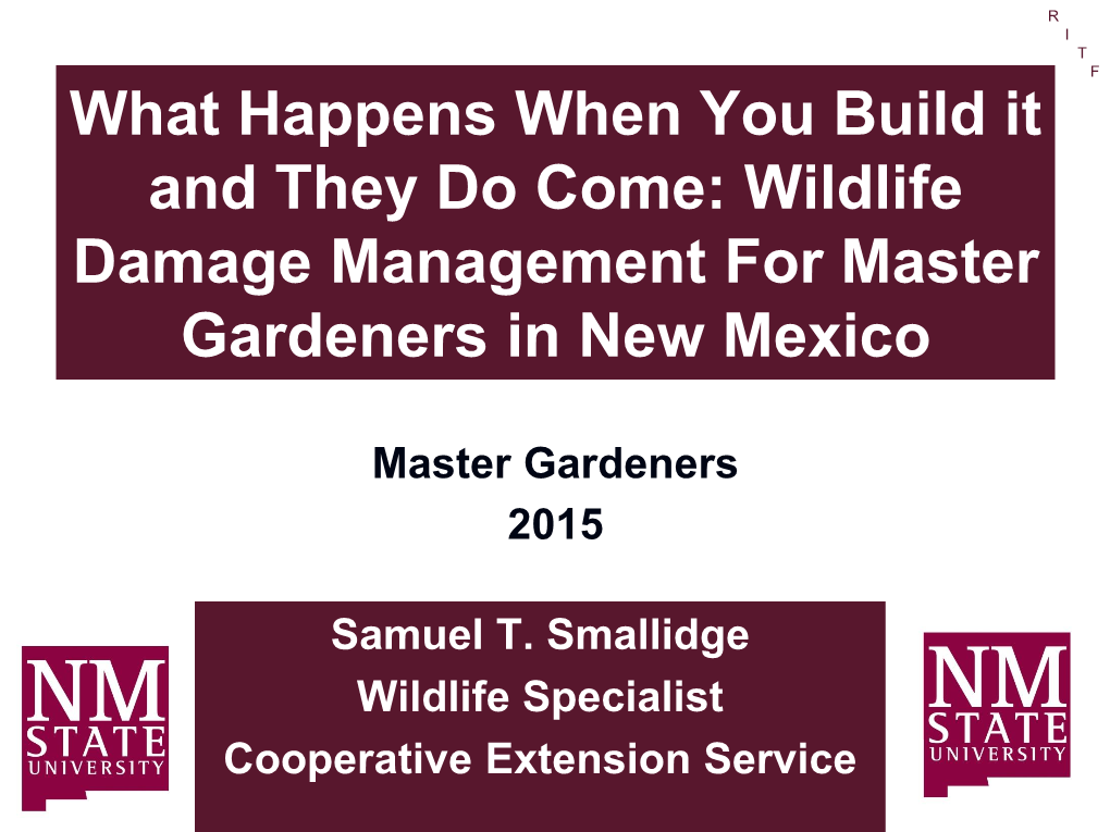 Wildlife Damage Management for Master Gardeners in New Mexico