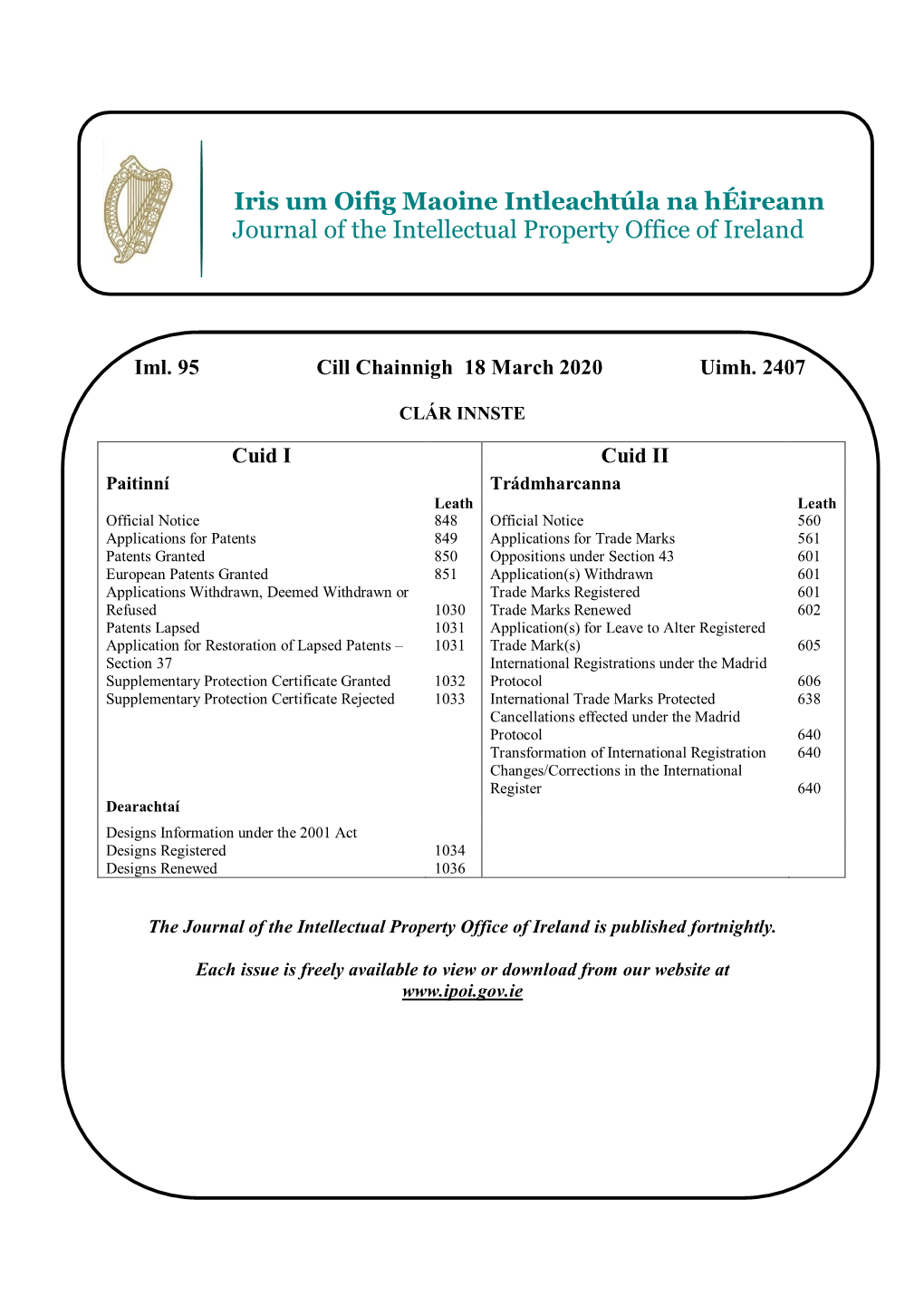 Journal of the Intellectual Property Office of Ireland