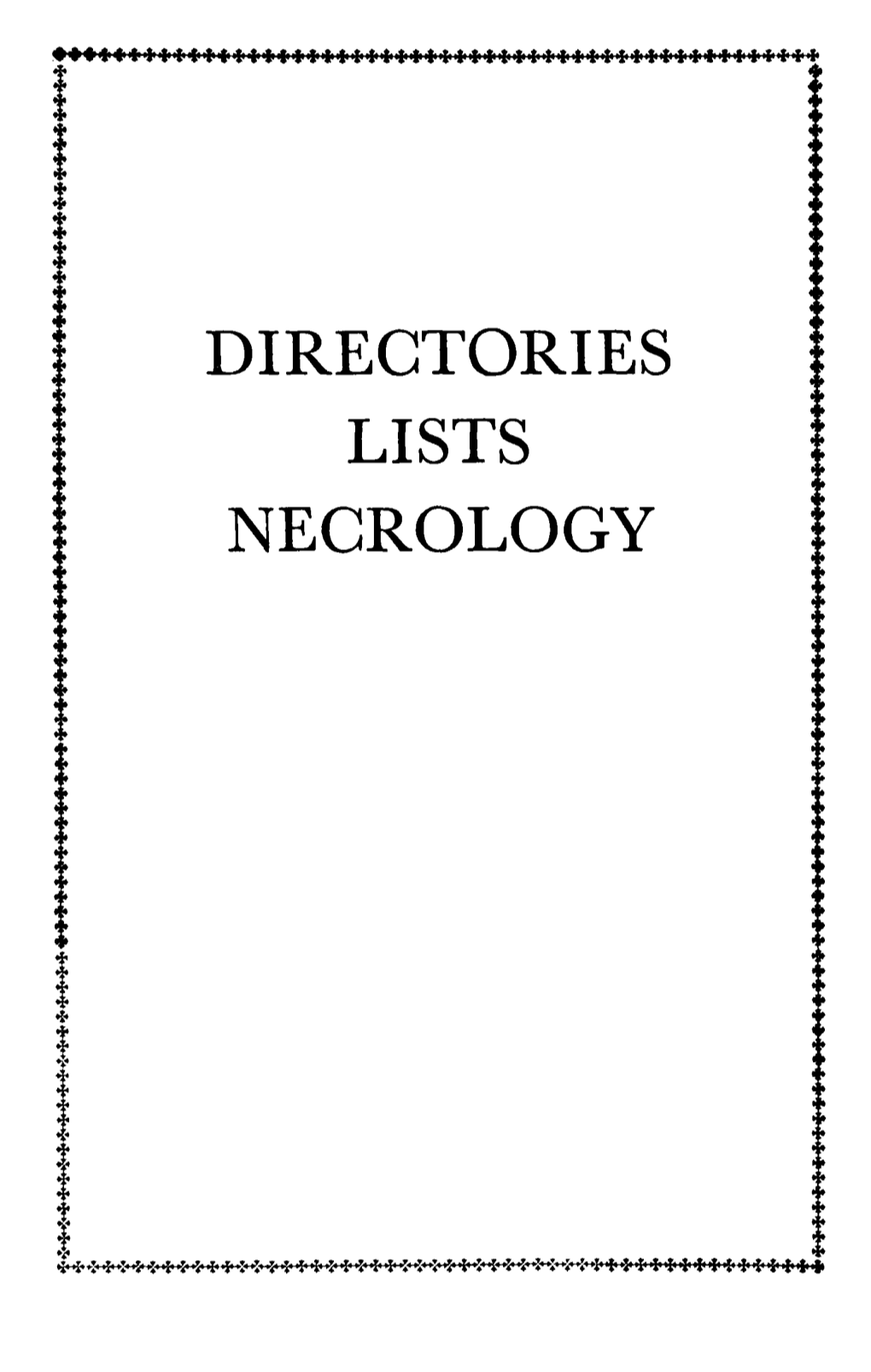 Directories Lists Necrology