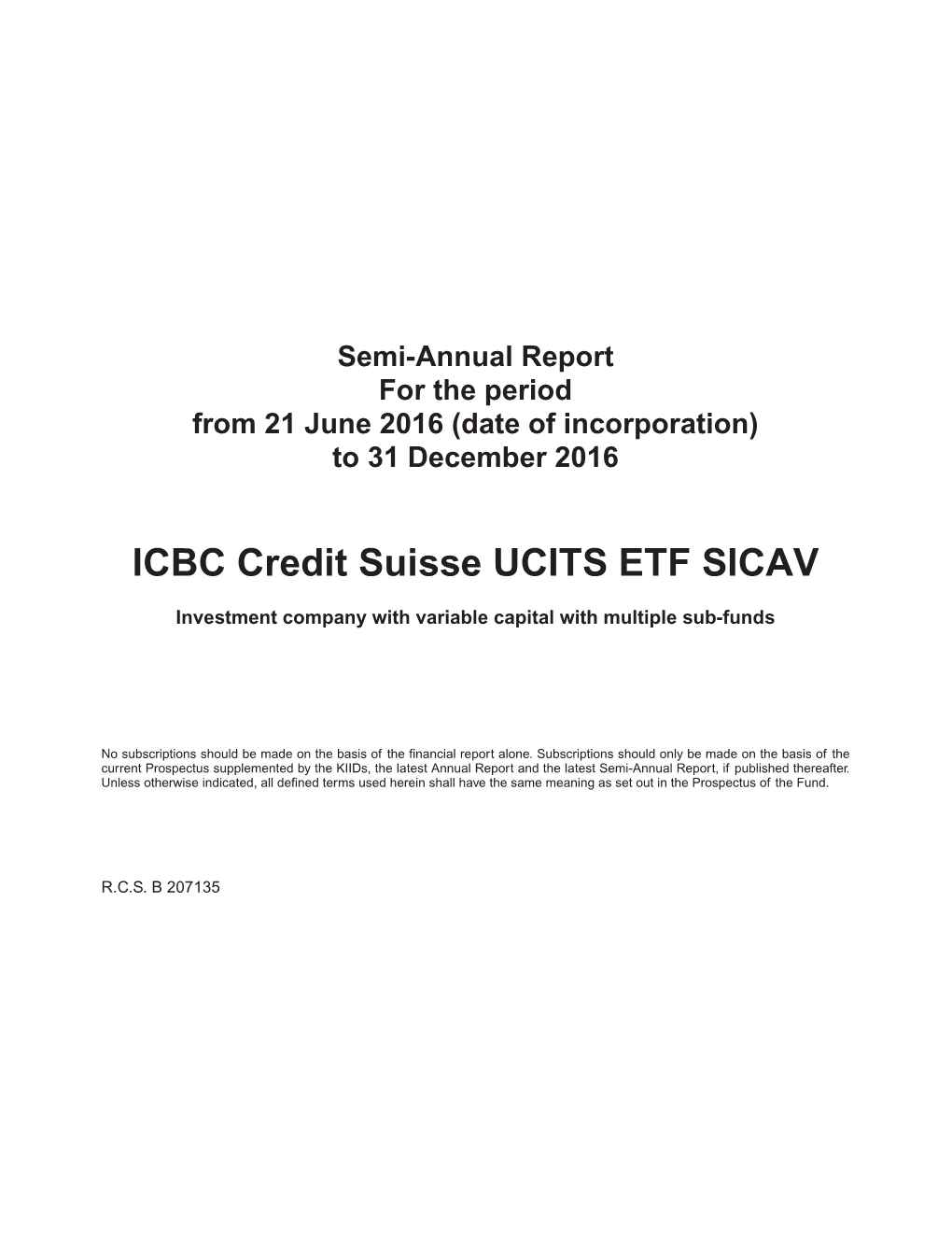 ICBC Credit Suisse UCITS ETF SICAV