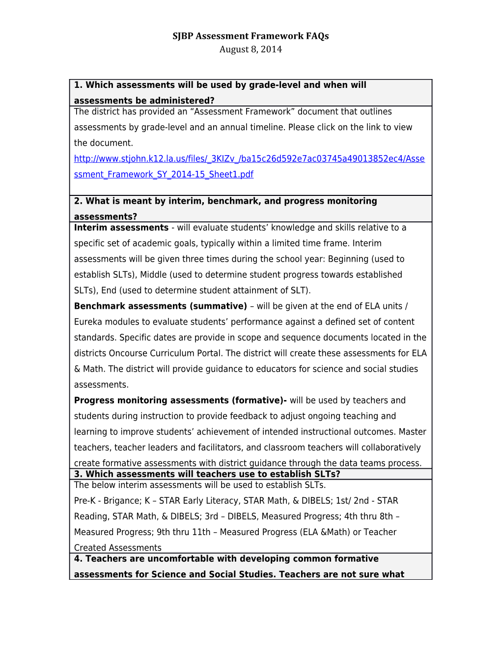 SJBP Assessment Framework Faqs