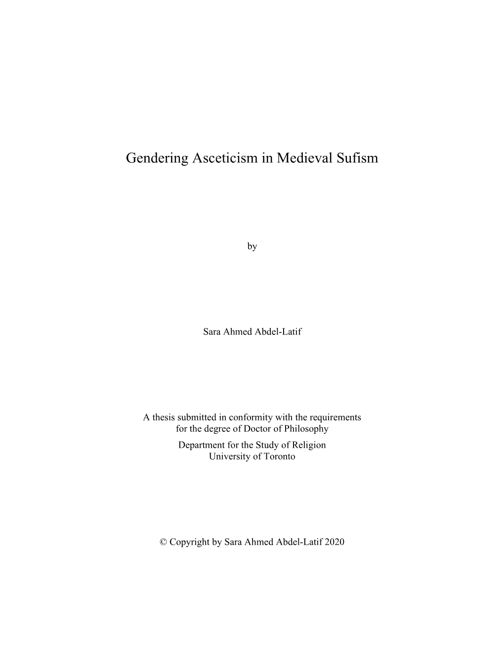 Gendering Asceticism in Medieval Sufism