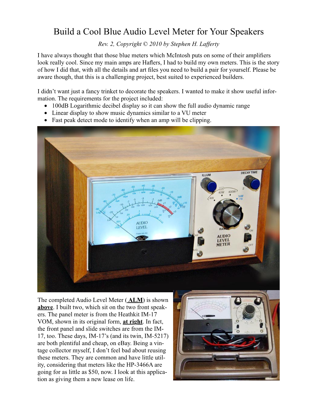 Build a Cool Blue Audio Level Meter for Your Speakers Rev