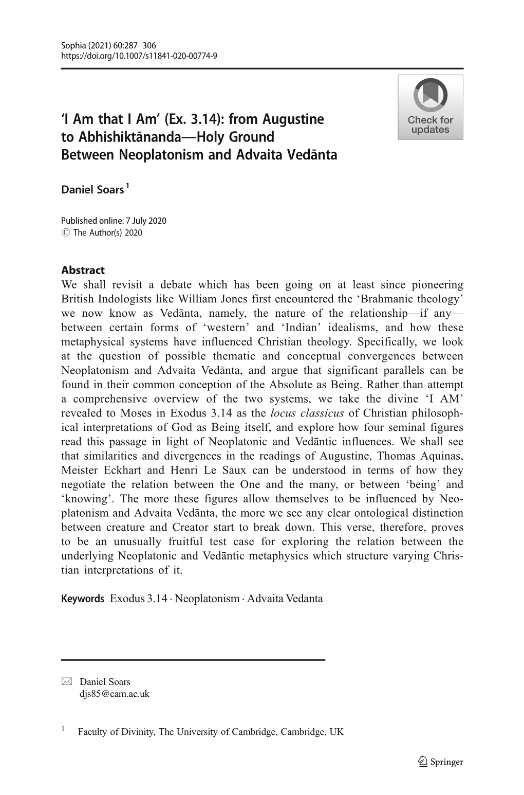 From Augustine to Abhishiktānanda—Holy Ground Between Neoplatonism and Advaita Vedānta