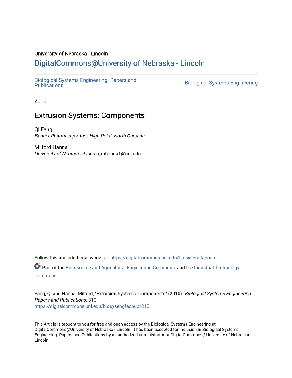 Extrusion Systems: Components