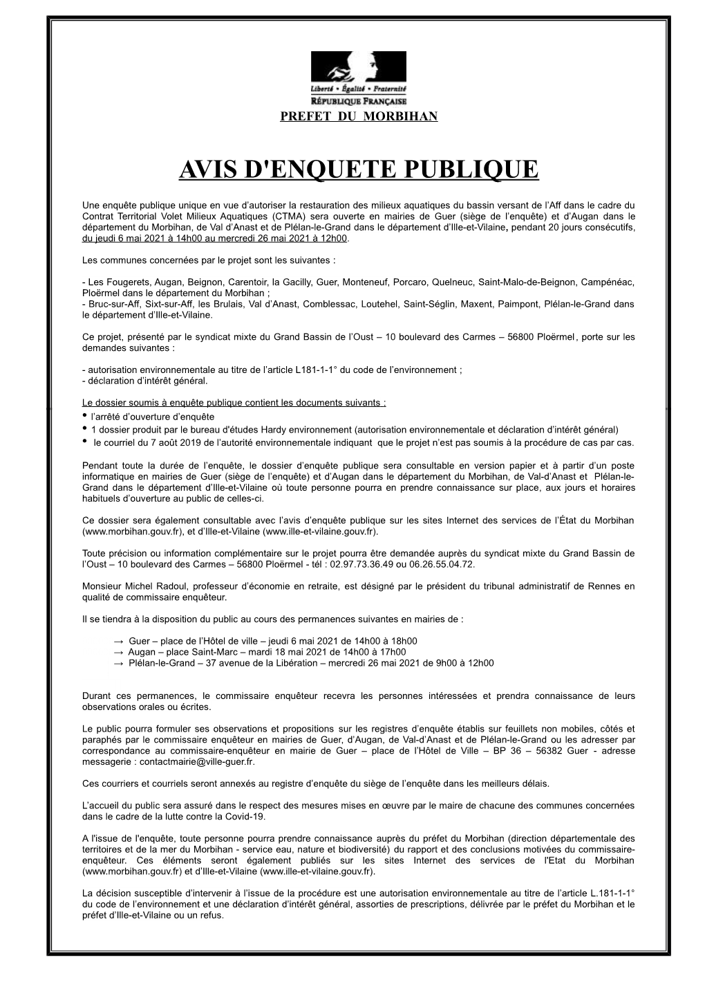 Avis D'enquete Publique