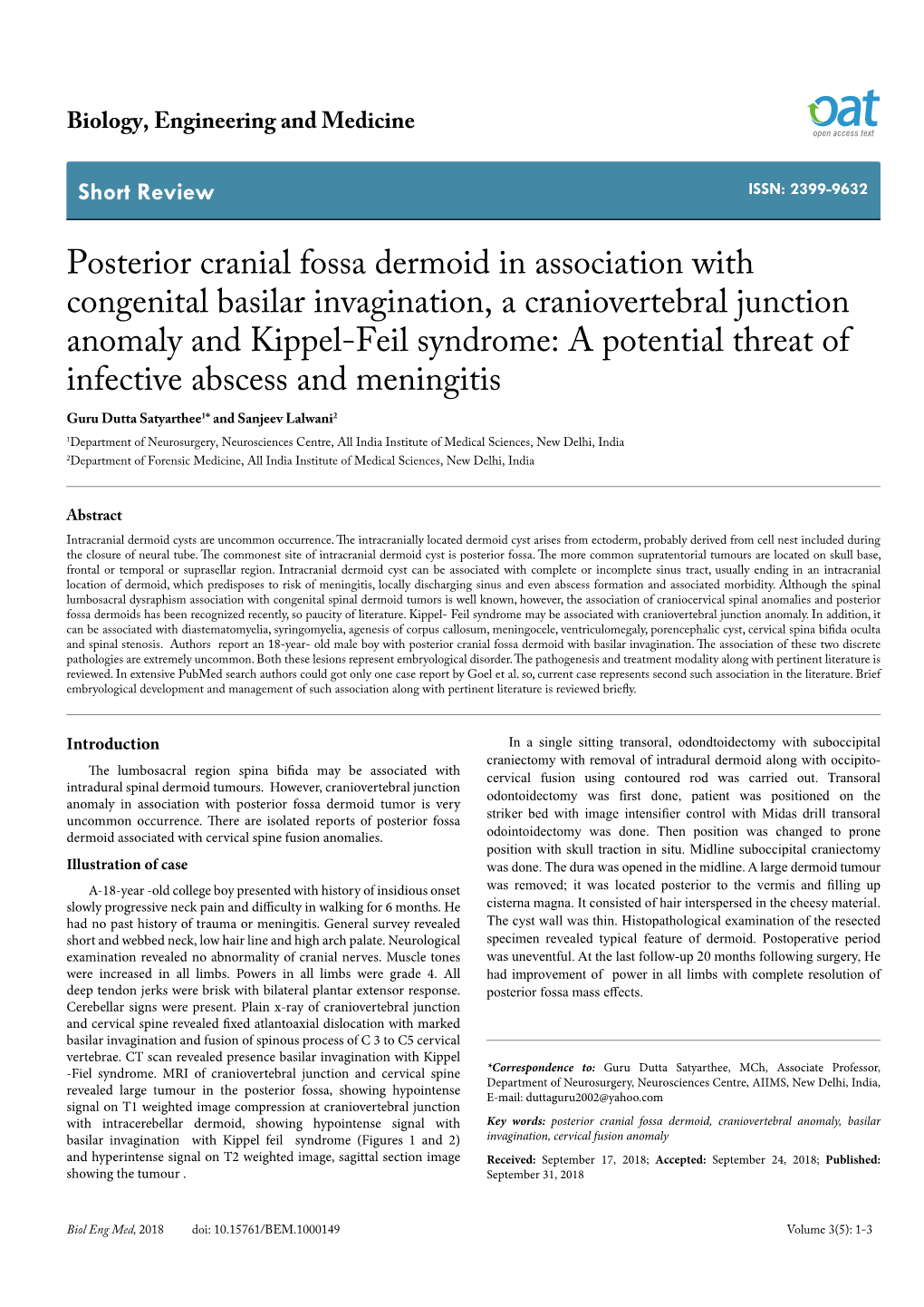 Posterior Cranial Fossa Dermoid in Association With