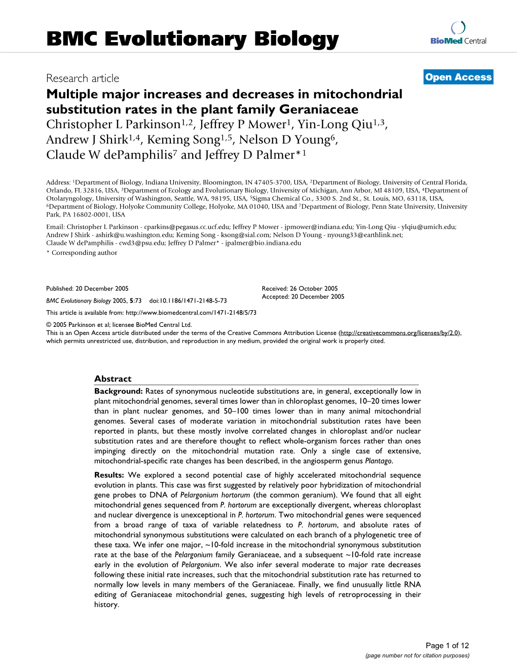 Multiple Major Increases and Decreases in Mitochondrial