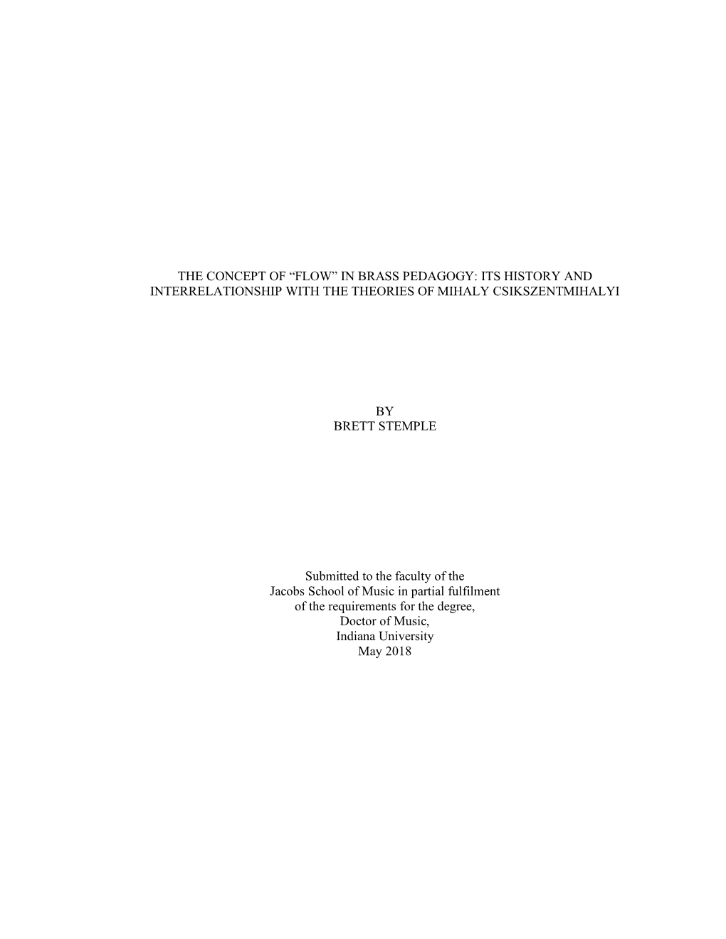 In Brass Pedagogy: Its History and Interrelationship with the Theories of Mihaly Csikszentmihalyi