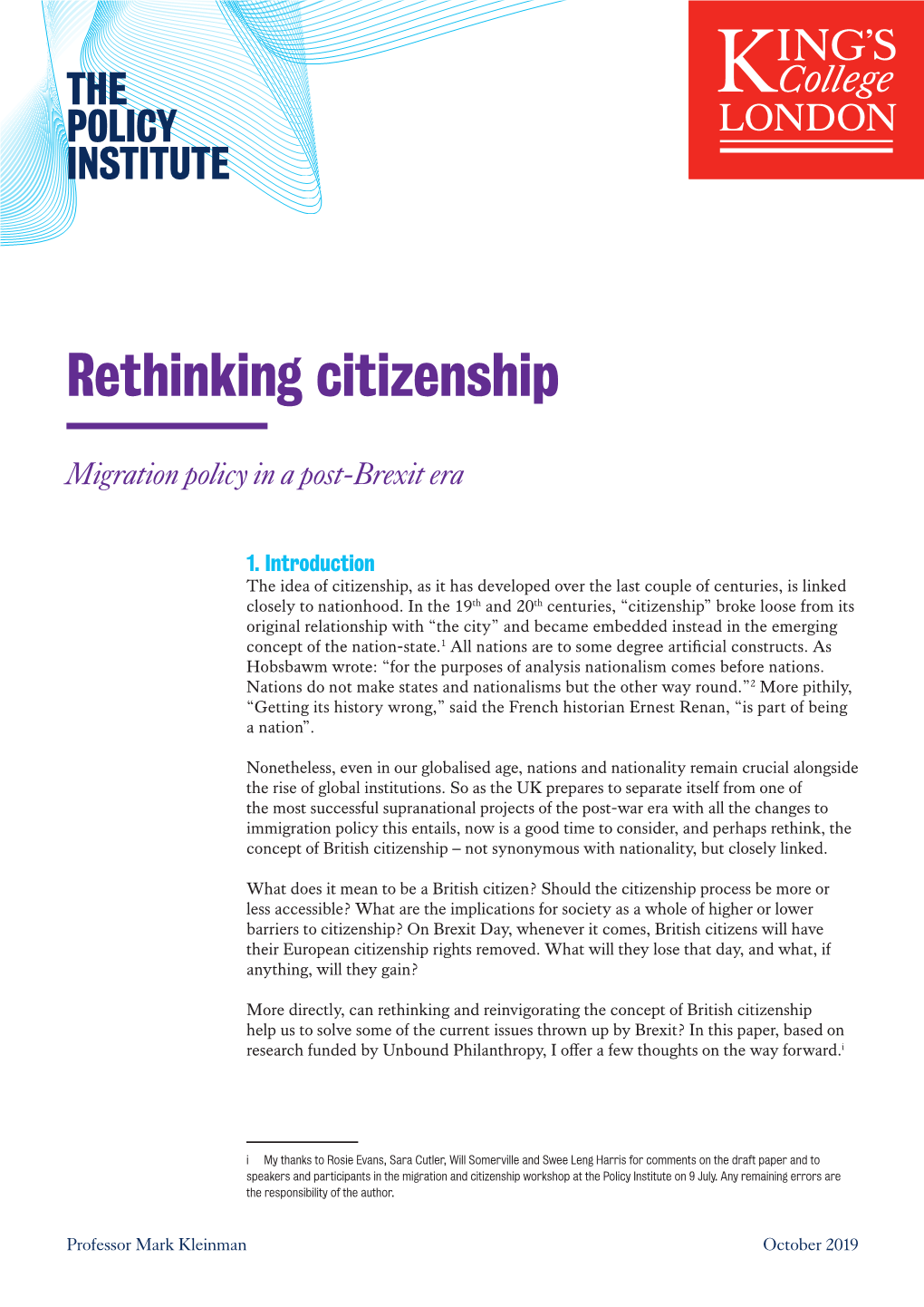 Rethinking Citizenship